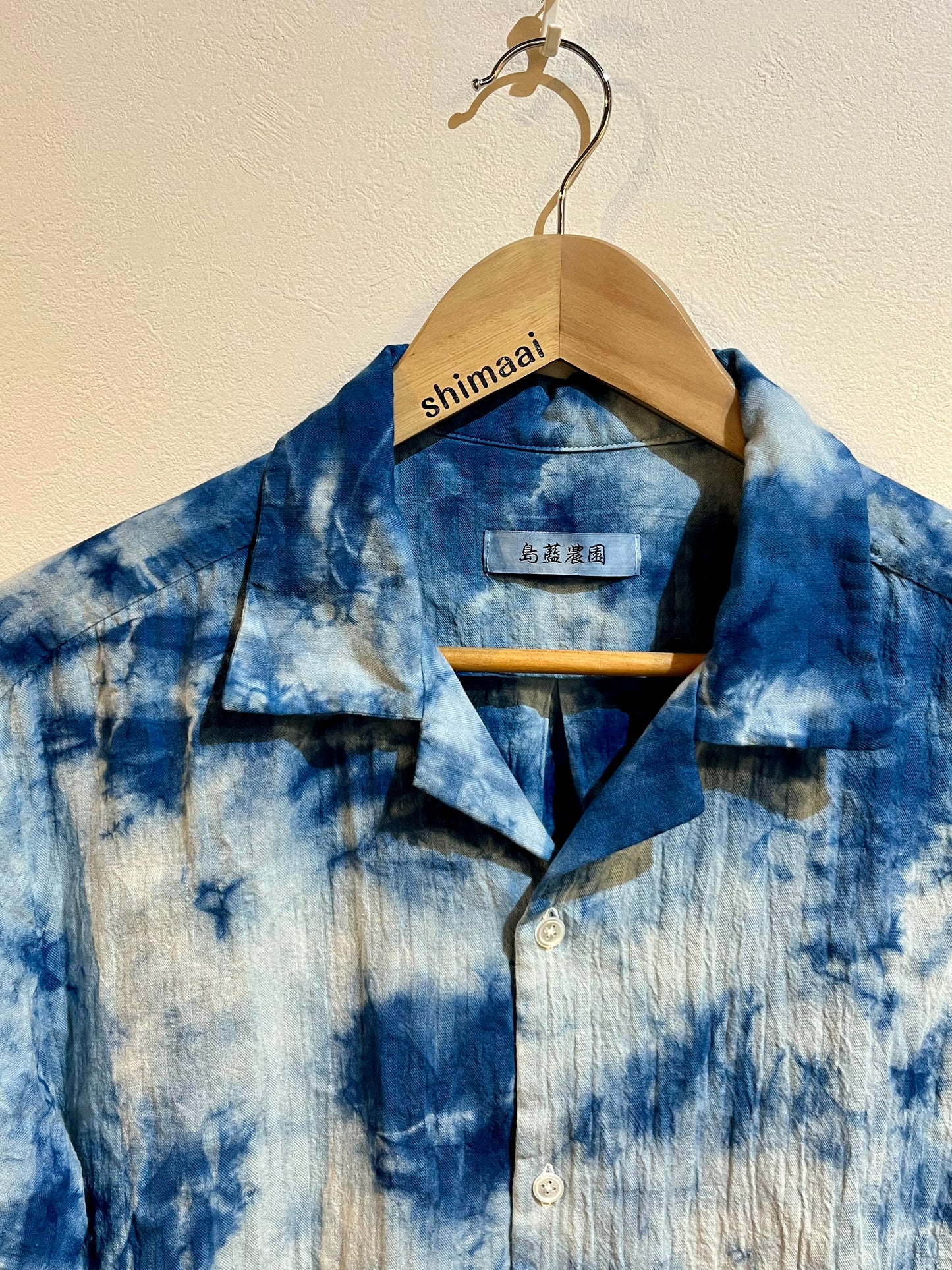 藍シャツ(半袖・オープンカラー)