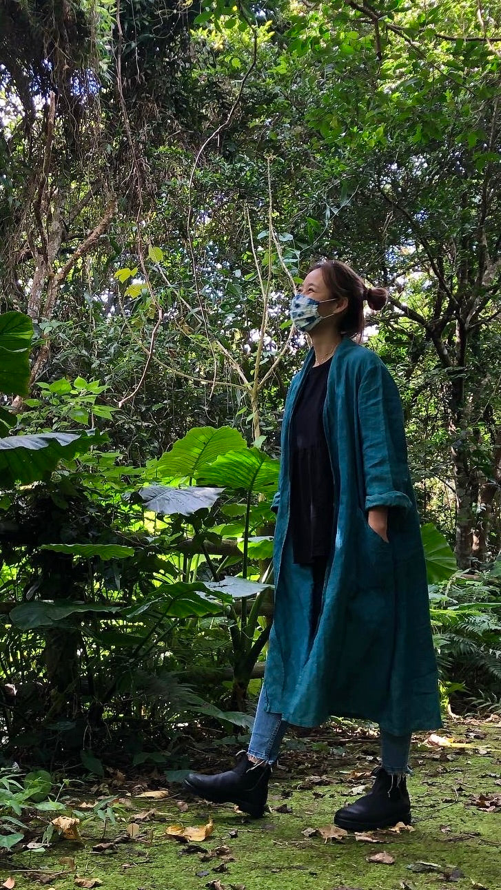 【最終お値下げ！】えみおわす　藍染　ロングコート　薄手の羽織 えみおわす 藍染 ロングコート 薄手の羽織