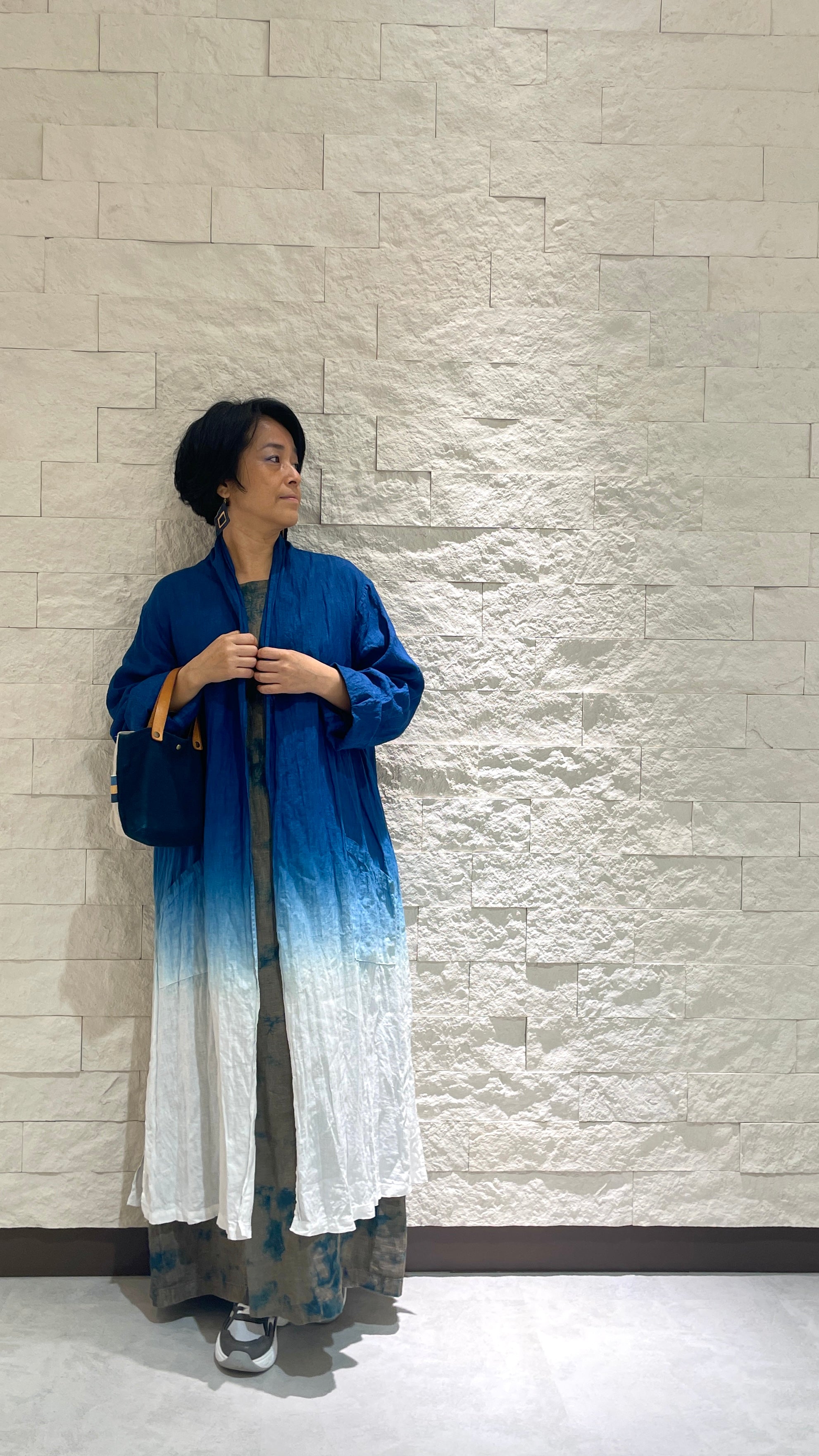 えみおわす　藍染　ロングコート　薄手の羽織 えみおわす藍染ロングコート薄手の羽織